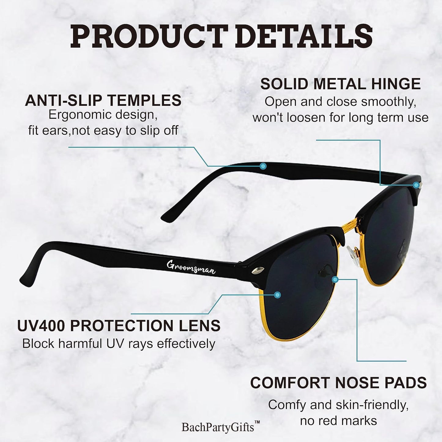 Groomsmen Sunglasses for Men - Wedding Sunglasses for Groomsman Proposal Gifts, Bachelor Party Favors