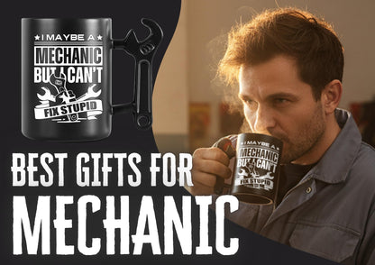 Onebttl Mechanic Gifts Wrench Coffee Mug, Mechanic Gift, 13.5oz/400ml Funny Ceramic Mug for Christmas, Father's Day, Fix Stupid