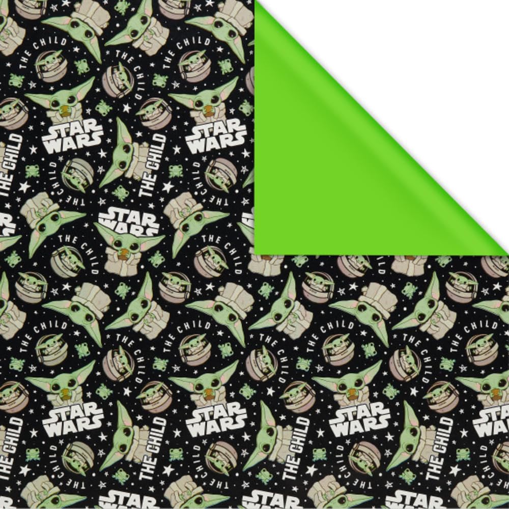 American Greetings Star Wars Mandalorian Wrapping Paper, The Child/Baby Yoda (1 Roll, 75 sq. ft.)