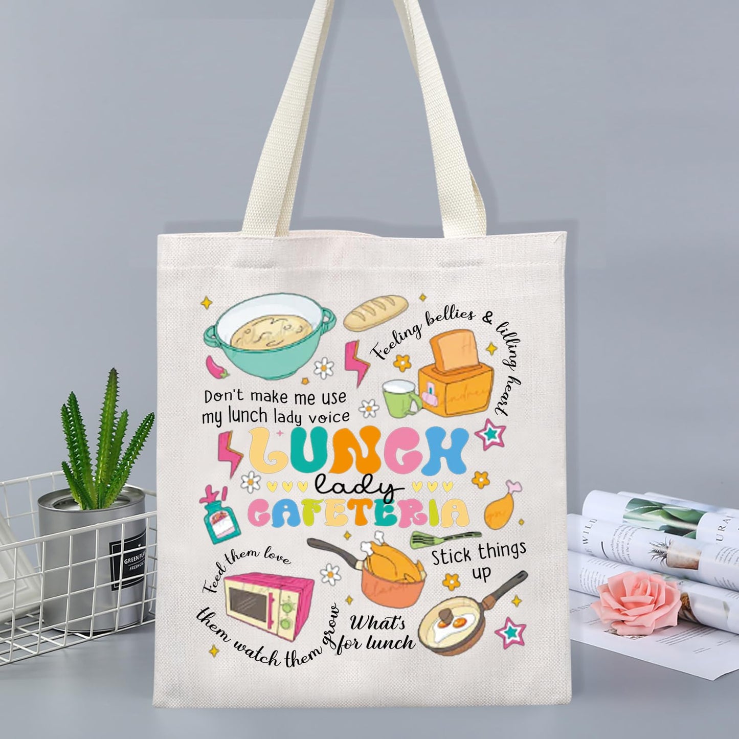 FOTAP Lunch Lady Gift School Cafeteria Worker Tote Bag Lunch Squad Gift Student Nutrition Team Gift Thank You Gift