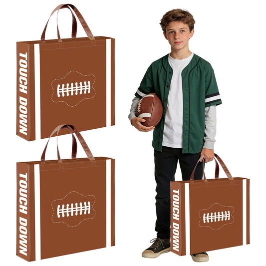 2 Pcs Extra Large Football Gift Bags, Jumbo Party Favor Bag with Handle, Large Capacity Non-Woven Pouch for Sports Supplies, Picnic, Beach, Gift Storage, Birthday, 19.7x15.8x5.1 inch (2)