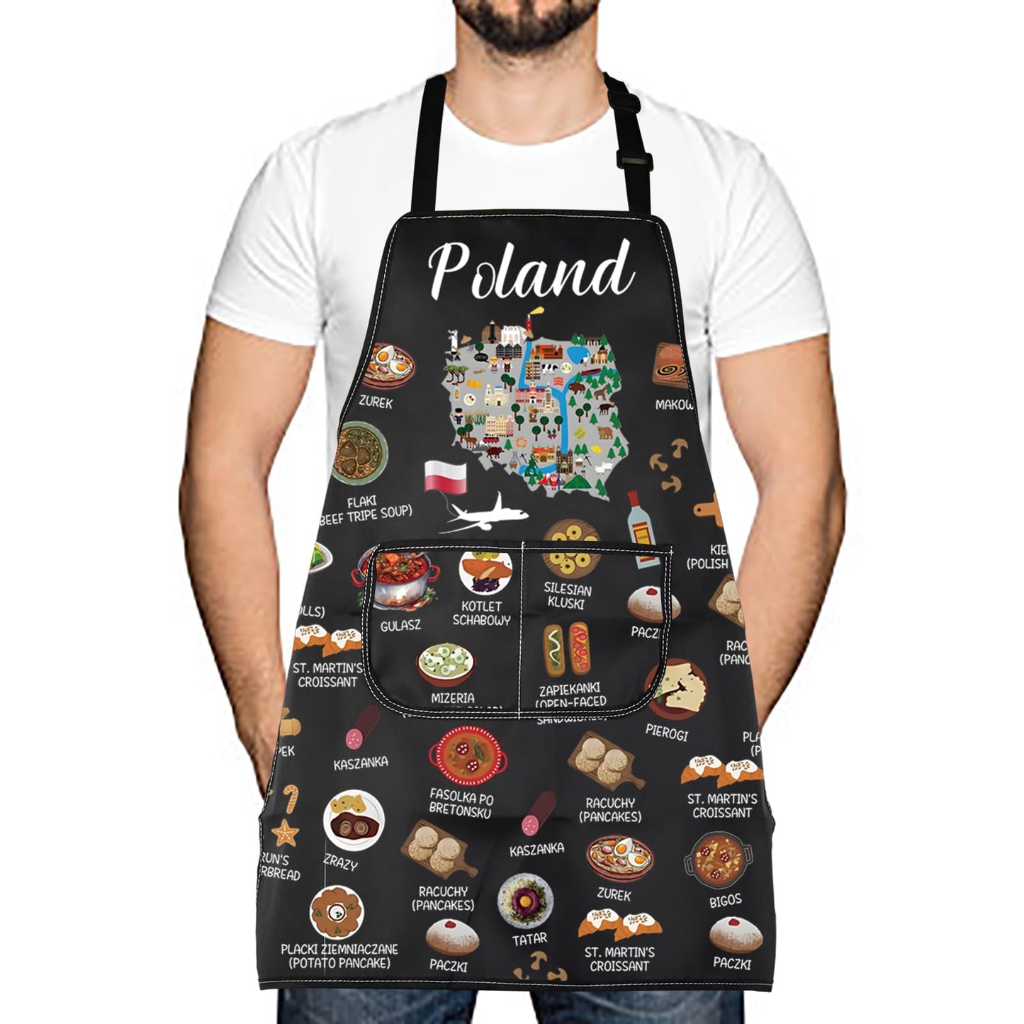Poland Country Map Europe Cuisine Lover Kitchen Apron Mom Dad BFF Polish Food Cooking Travel Apron