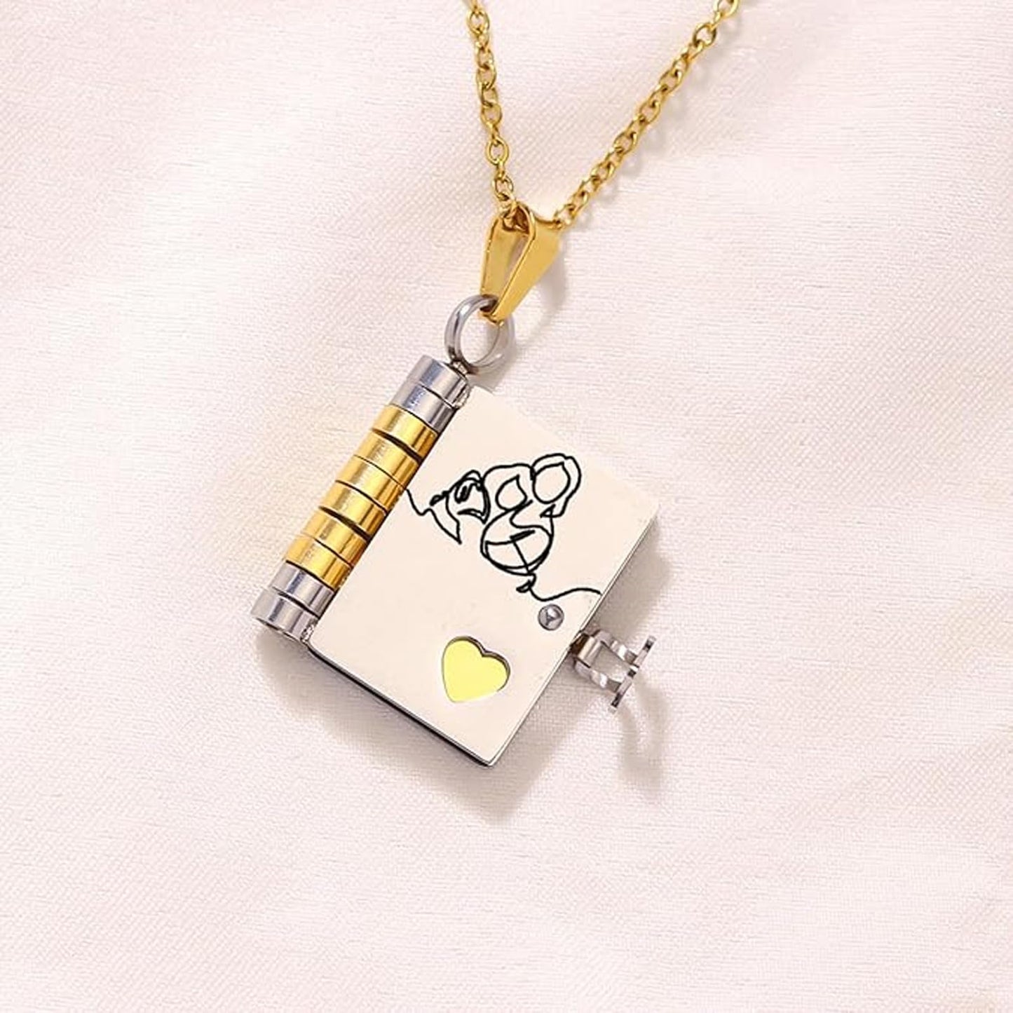 Granddaughter Book Necklace, For Granddaughters - The Most Beautiful Chapter Books Adjustable Silver Gold Book Pendant with 6 Pages Engraved Graduation Jewelry Gifts from Grandma