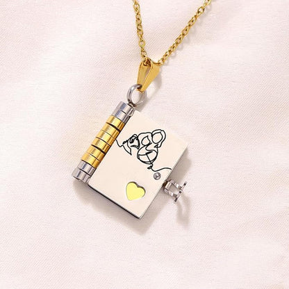 Granddaughter Book Necklace, For Granddaughters - The Most Beautiful Chapter Books Adjustable Silver Gold Book Pendant with 6 Pages Engraved Graduation Jewelry Gifts from Grandma