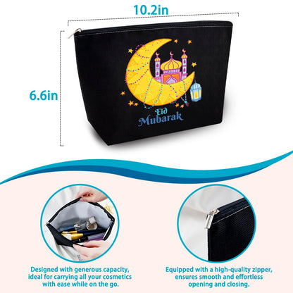 Eid Gifts for Women Eid Mubarak Gift Bags Ramadan Gifts for Women Ramadan Gift Makeup Bag for Muslim Supplies Al Fitr Party Decoration Mubarak Make Up Bag Stars Cosmetic Pouch