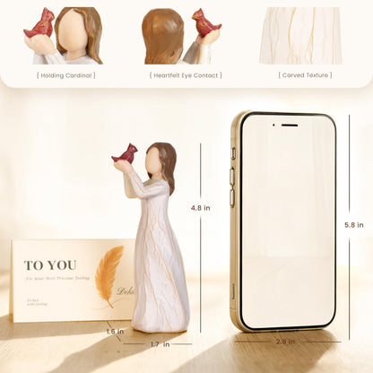 Cardinal Gifts for Women Angel Cardinal Figurine Decor Memorial Sympathy Gifts for Loss of Loved One Holding Hope