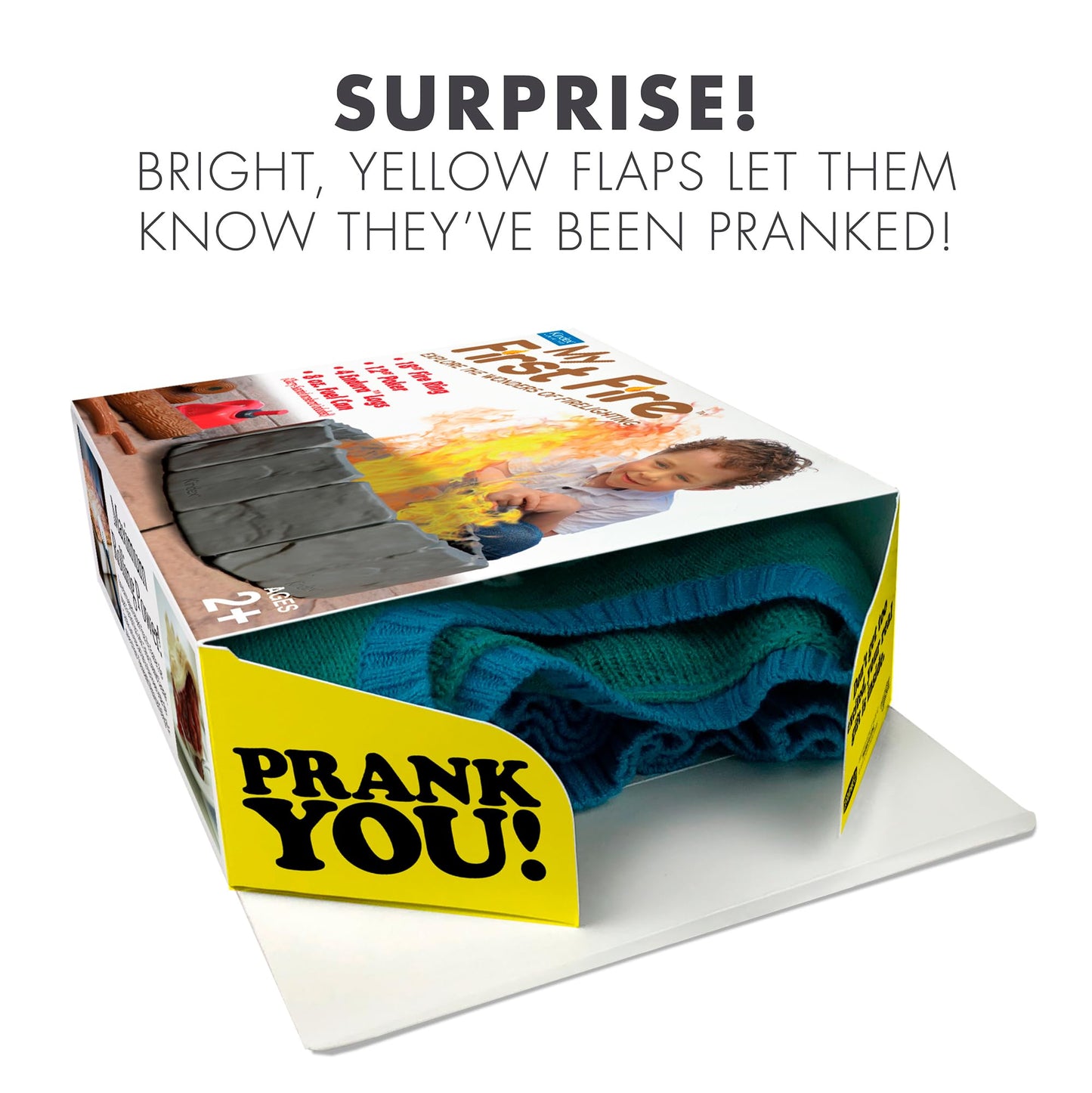 Prank-O My First Fire Prank Gift Box – Funny Empty Gag Gift Packaging for White Elephant, Christmas & Office Parties, Hilarious Joke Gift Box to Hide Real Presents for Friends & Family