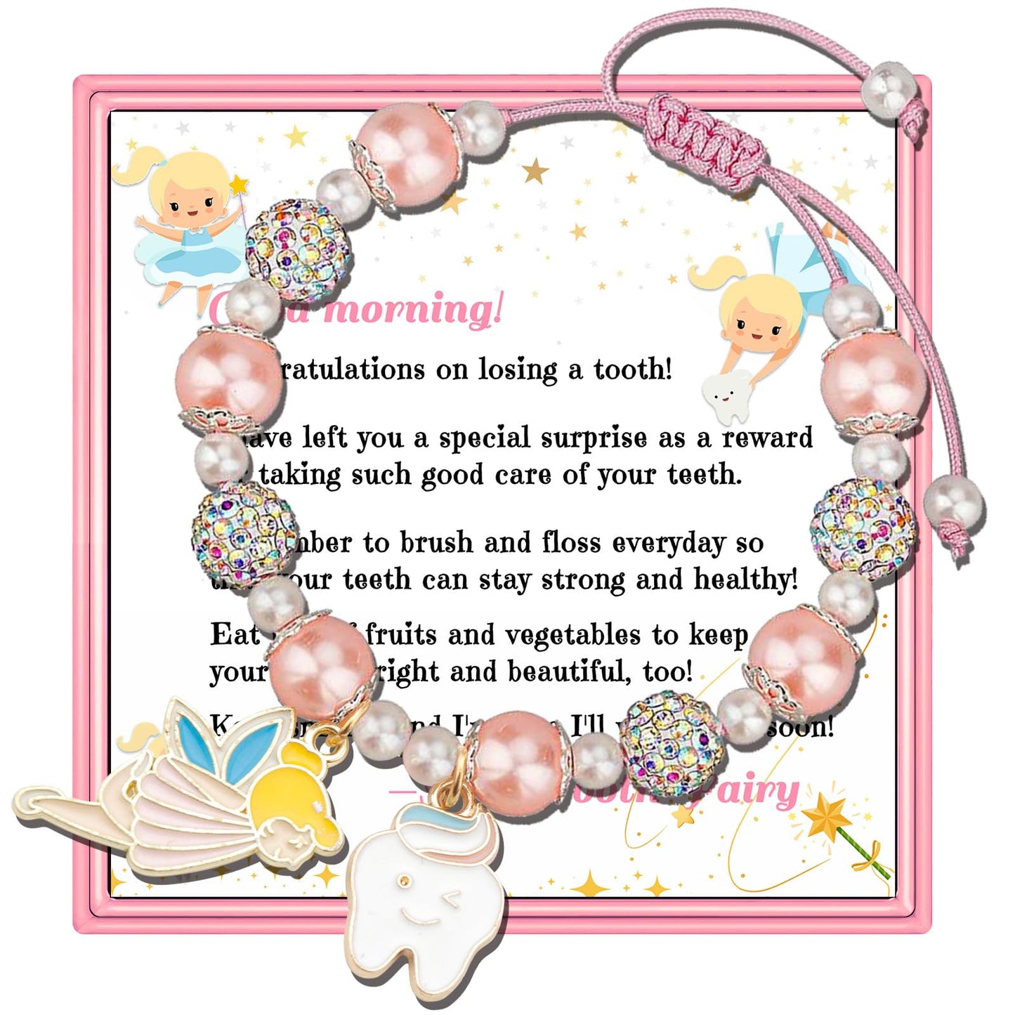 PARTNER Meaningful Tooth Fairy Gifts for Women First Lost Tooth Keepsake for Celebration & Reward with Message Card Milestone Jewelry Gift from Toothfairy