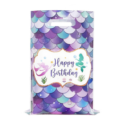 DaiUni 30 PCS Mermaid Birthday Goodie Bags Party Favor Bags Treat Bag with Handles for Kids Girls Mermaid Birthday