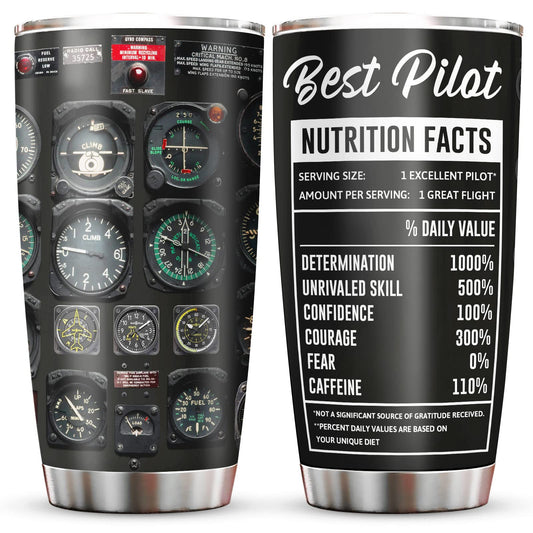 Pilot Gifts for Men, Aviation Gifts for Pilots, Airplane Present for Him, Husband, Son, Graduation Birthday Retirement Ideas Present for Aviator Tumbler 20oz