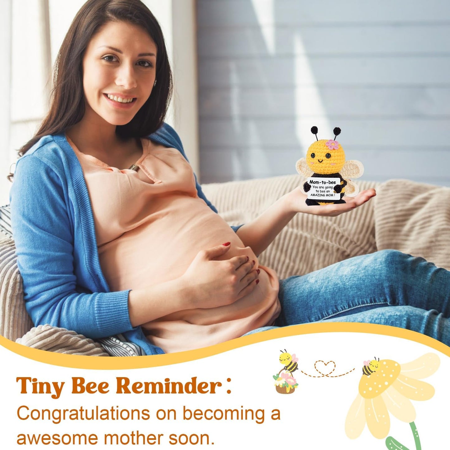 Mom to Be Gifts, Pregnancy Gifts for Expecting Mom, First Time Moms, Wife, Friend, Sister, Mommy to Be Gift, Gift for Pregnant Women, Cute Handmade Crochet Bee Support Present