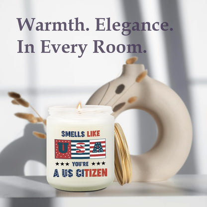 New American Citizen Gifts, Candle Gift for a New US Citizen, US Citizenship Gift for Women Men, Cool Gifts for American Citizenship, Flag Day Candle, Christmas Congratulations Present