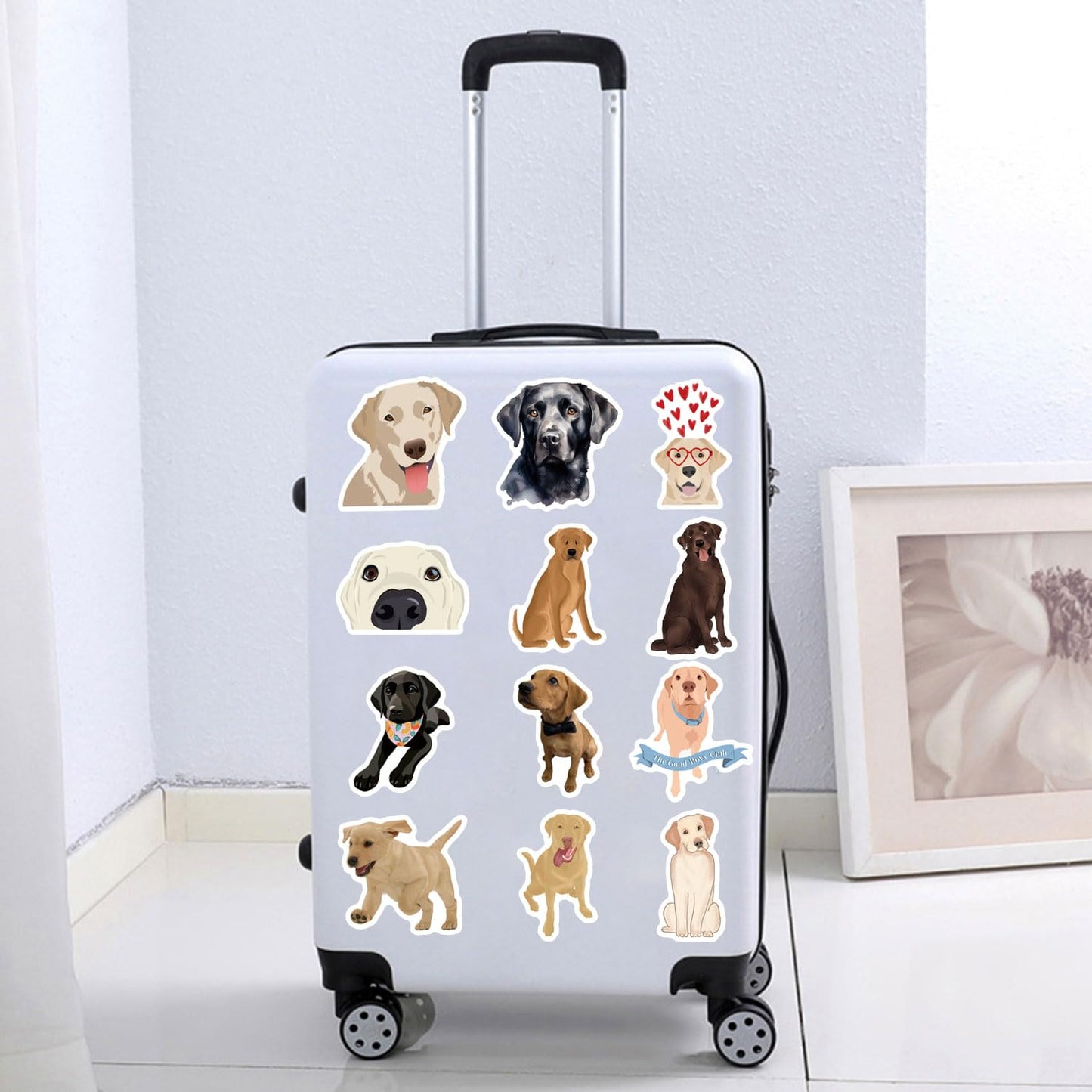 60pcs Labrador Retriever Stickers Vinyl Waterproof Aesthetic Cute Cartoon Animals Dog Decals Stickers for Laptop Water Bottles Skateboard Book Scrapbook Luggage Decals for Adults