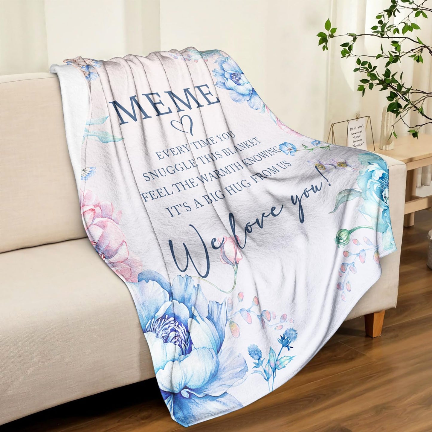 Meme Gifts, Meme Birthday Gifts, Meme Blanket 60" x 50", Grandma Gifts for Meme, Mother's Day Meme Gifts, Meme Gifts from Grandchildren, Meme Gifts for Christmas