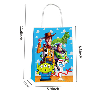 Kuailaihai 12pcs Cartoon For Toy Inspired Story Party Gift Bags with Handles,Cartoon Birthday Party Supplies for Party Decorations.