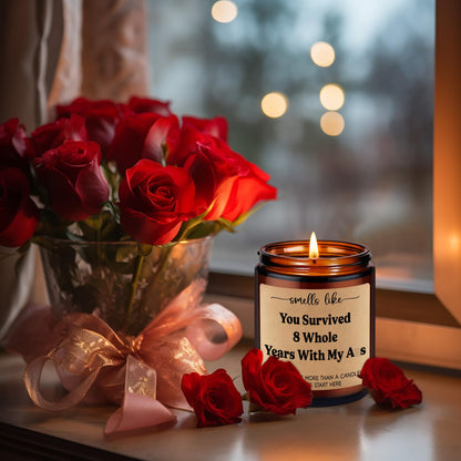 GSPY Bronze 8 Year Anniv. Candle - Bronze Anniversary Candle Gifts for Him, Her - 8th Anniversary Wedding Gifts for Wife, Husband, Couple - Eight Year, Eighth Anniv. Presents for Boyfriend, Girlfriend