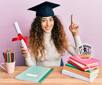 WaaHome Masters Degree Graduation Gifts 2026 - She Believed She Could So She Mastered It Graduation Gifts for Her Girls Women Daughter, Class of 2026 Masters Graduation Keepsake and Paperweight