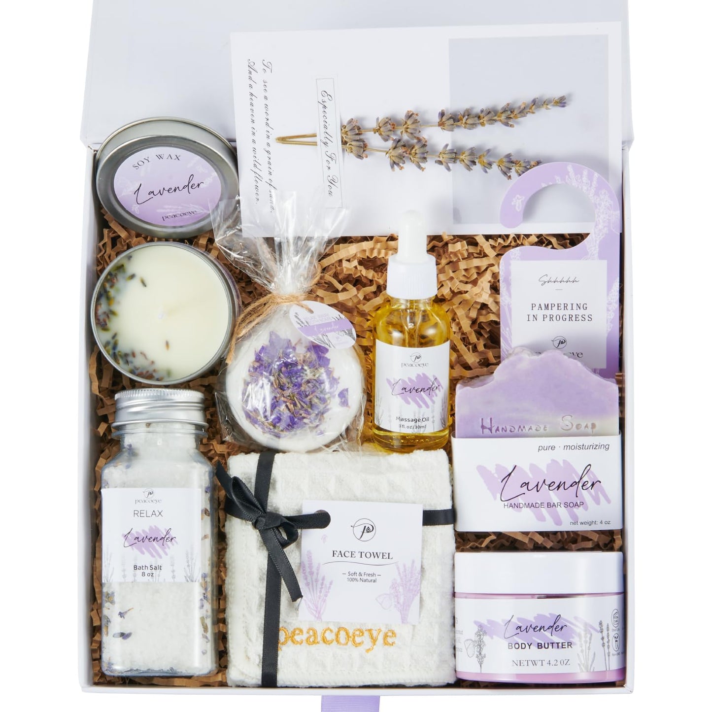 Mothers Day Gifts for Mom Spa Bath Gift Baskets Relaxing Spa Self Care for Women Her Sister Wife Bridal Shower Gifts Box Home Bath Care Package Thank You Birthday (Purple -Spa for Women)