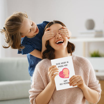 Ithmahco Cute First Mother’s Day Card, Expecting Mothers Day Card, Mothers Day Gift from Pregnant Wife, Happy Mothers Day from the Bump， First Mothers Day Gifts For New Mom Expecting Mom