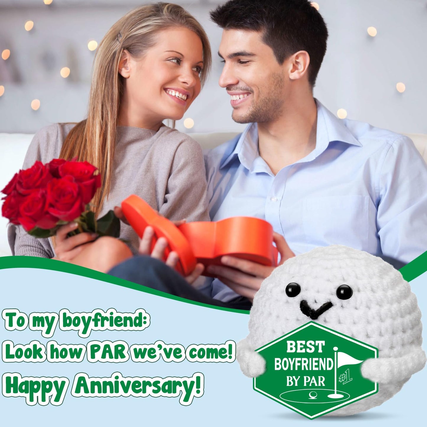 Gifts for Boyfriend Fathers Day - Funny Father's Day Birthday Anniversary Christmas Crochet Golf Ball Accessories for Boyfriend Bf Him Man Fiance Long Distance Graduation Sweetest Gift