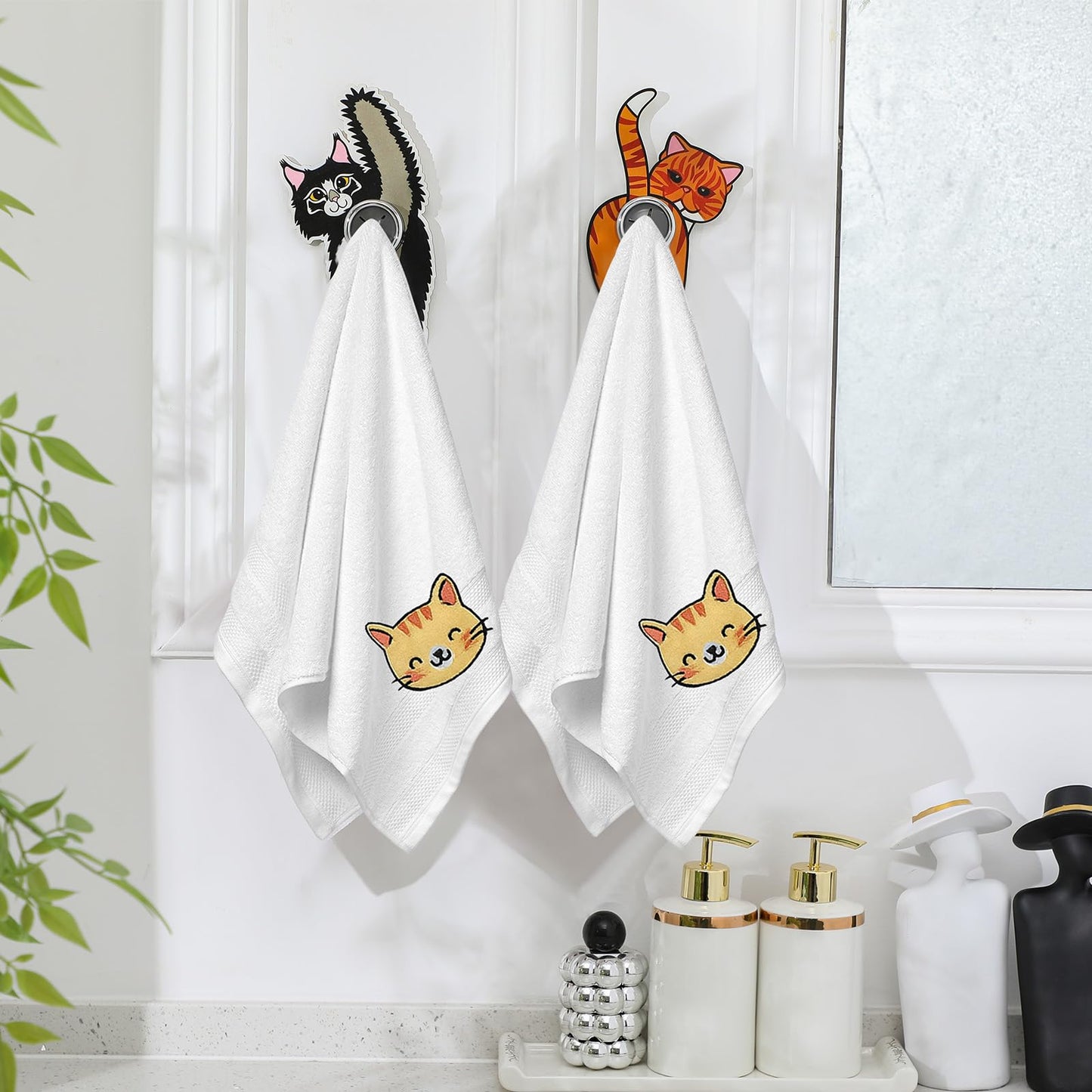 Ceenna 4 Pcs Funny Cat Butt Towel Holder Cat Themed Elephant Gifts for Lovers Cute Kitchen Towel Hook Decorative for Mothers Day Gifts Bathroom Kitchen Housewarming Birthday