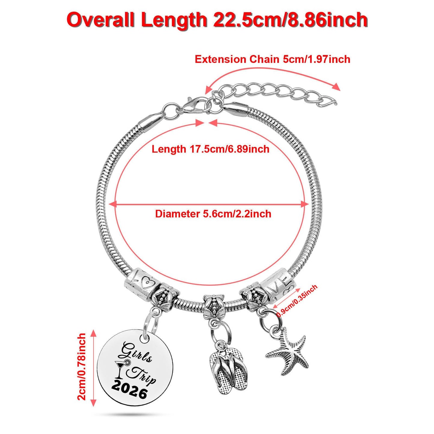 Girls Trip Gifts Girls Trip Weekend Gift Stainless Steel Bracelet Vacation Gifts for Women Beach Gift for Friend Bachelorette Party Presents Girl Weekend Getaway Presents Birthday Beach Present Women