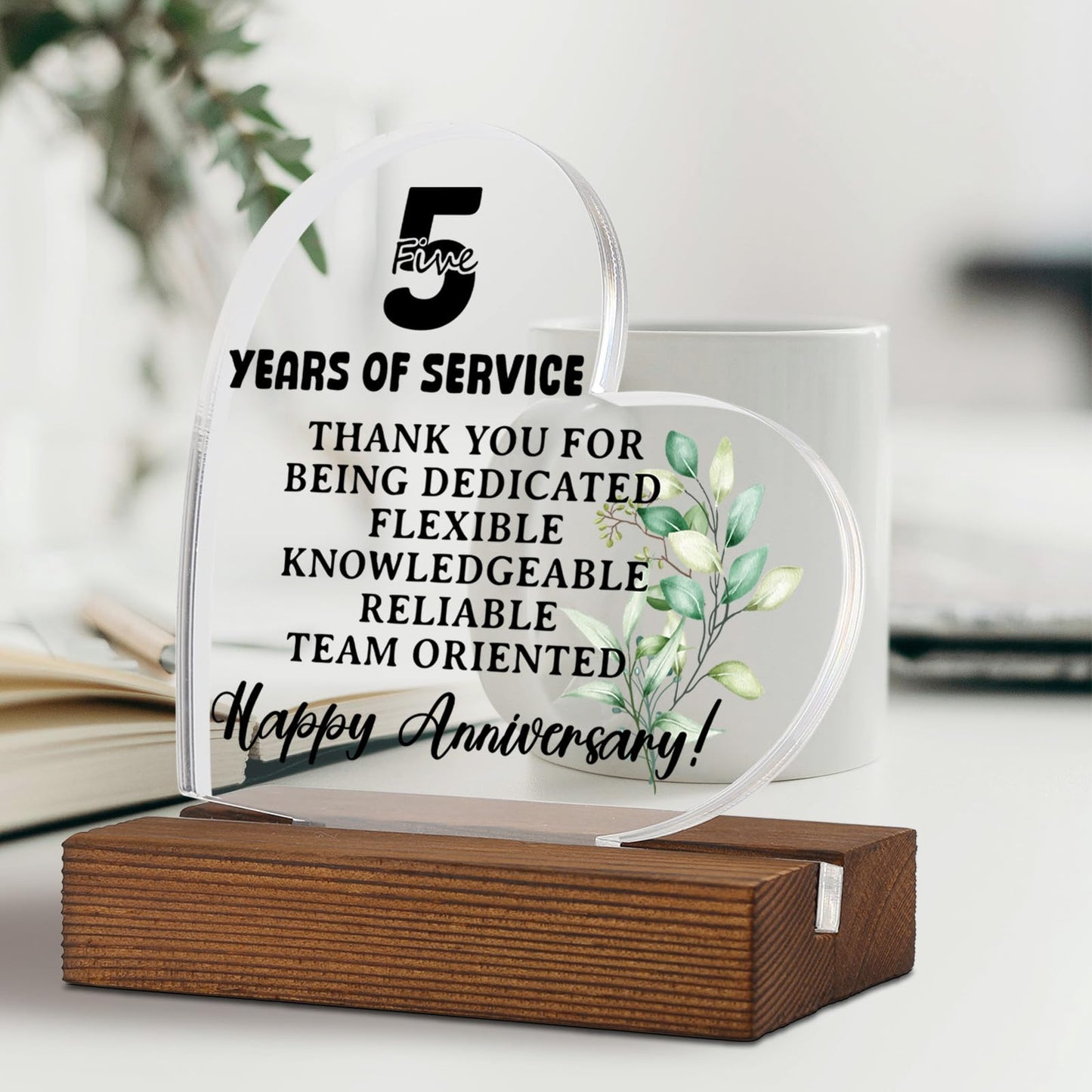 5 Year Workiversary gifts, Happy Work Anniversary Corporate Gifts, Employee Gifts, Recognition Gifts for Employees,Cute Cubicle Desk Accessories Acrylic Home Office Sign Plaque XA411