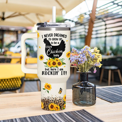 Chicken 40Oz Tumbler With Handle - Mothers Day & Birthday Gift Idea For Chicken Lovers