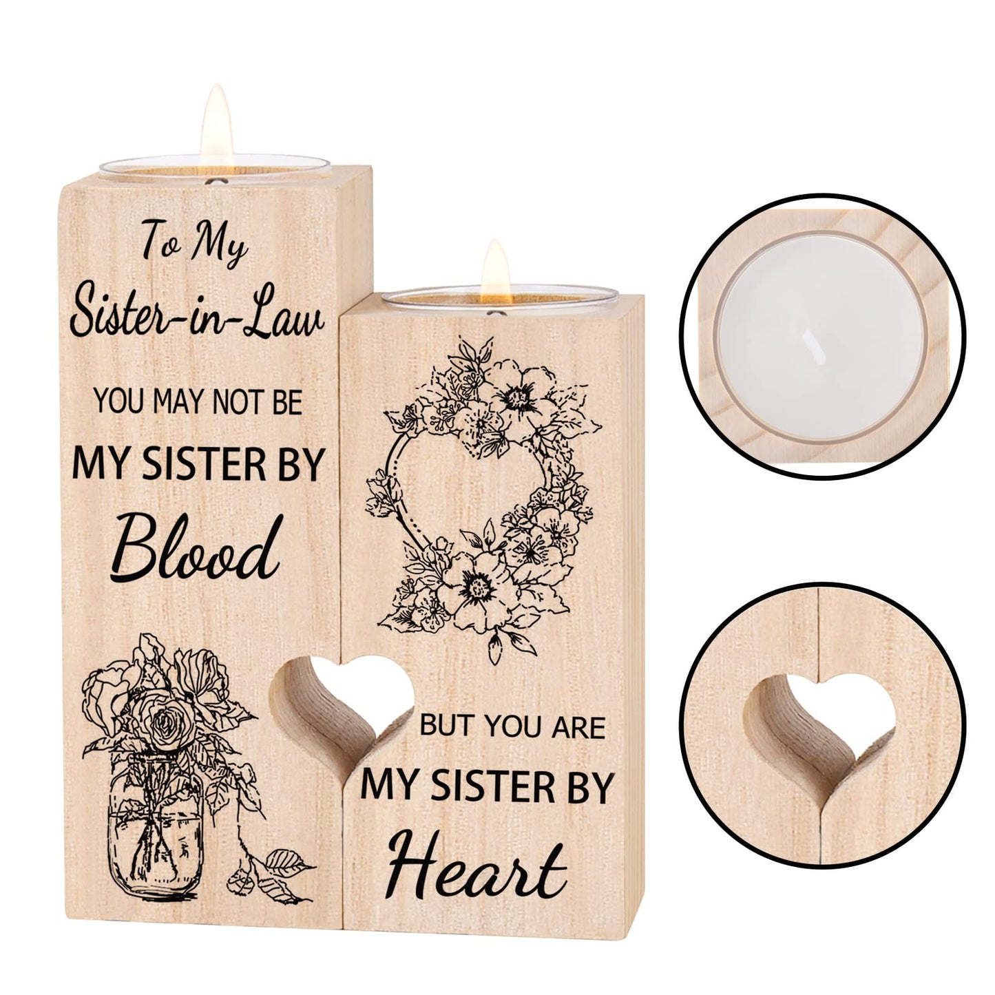 Sister in Law Gifts, Candlestick - Gifts for Sister in Law Birthday Christmas Mother's Day Wedding Gifts