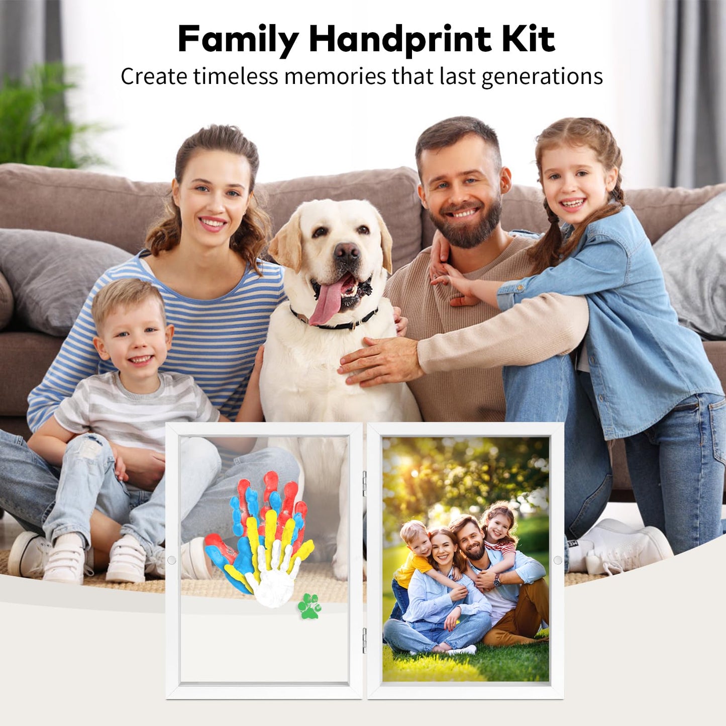 Omrhvi Family Handprint Kit, DIY Craft Keepsake Photo Frame, Hand Print Ornament Kits, Family Gifts for New Parents & Mom & Baby, Grandparents, Couples, Father's Day, Mother's Day, Anniversary