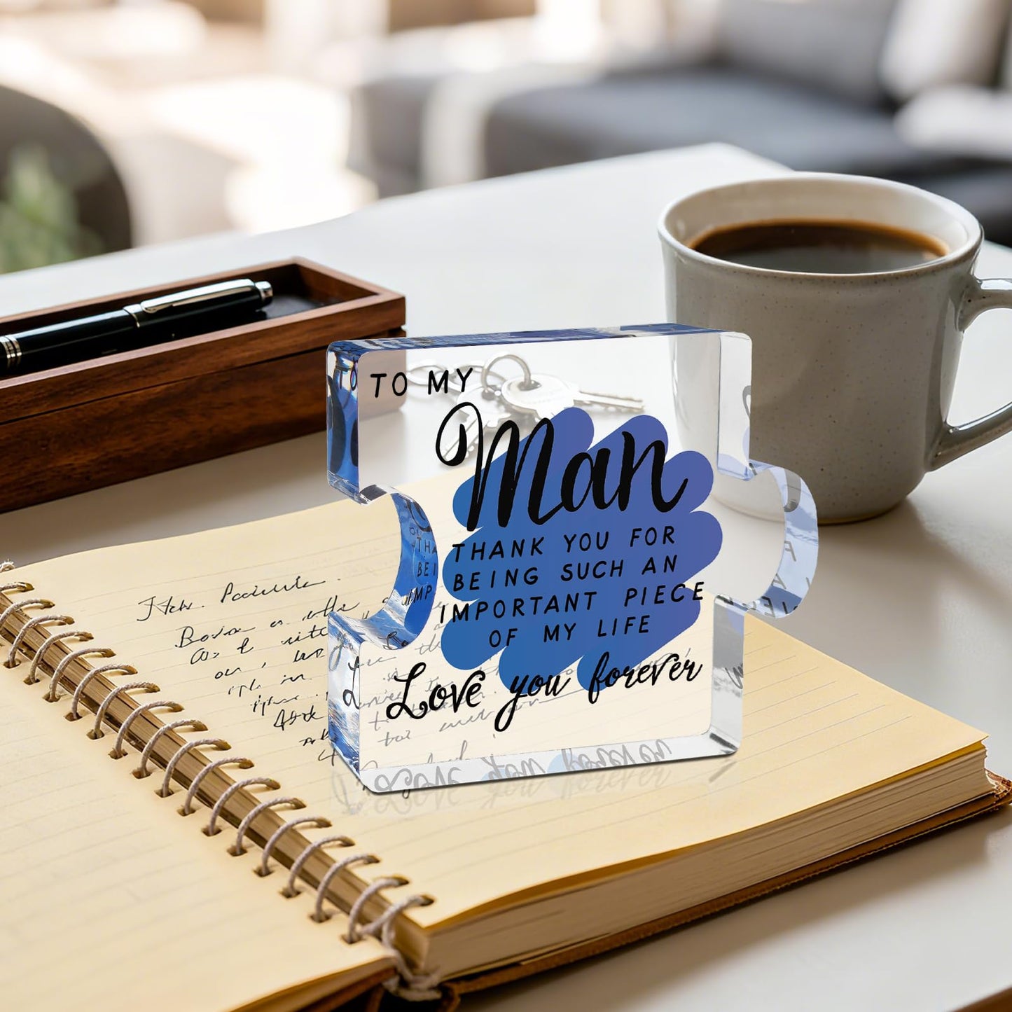 Valentines Day Gifts for Him,Gifts for Boyfriend,Boyfriend Christmas gifts, I Love You Gifts for Him,Birthday Gifts for Boyfriend Husband Fiance, To My Man Puzzle Acrylic Block, Present for Men's Thanksgiving Christmas Valentine's Day Birthday Wedding