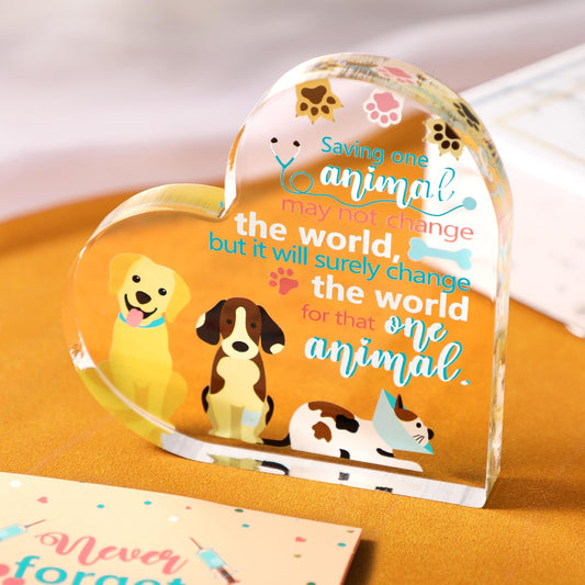 Veterinarian Gift Vet Paperweight with Gift Box and Card Vet Gift Acrylic Paper Weight for Veterinary Day Vet Tech Week Vet Tech Gift Idea Table Decoration Centerpiece Christmas Gift for Dog Cat Lover