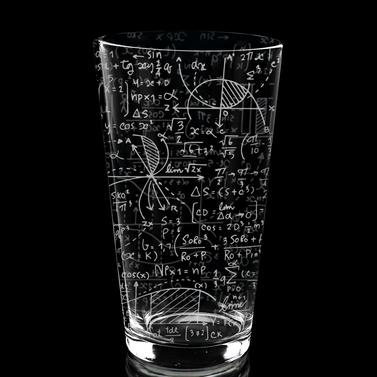 MATH EQUATIONS Engraved Pint Glass | Great Gift for Geeks, Nerds, Teachers and Students | Unique STEM and Mathematics Algebra Calculus Geometry Trigonometry Beer Decor