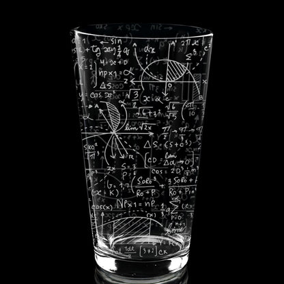 MATH EQUATIONS Engraved Pint Glass | Great Gift for Geeks, Nerds, Teachers and Students | Unique STEM and Mathematics Algebra Calculus Geometry Trigonometry Beer Decor