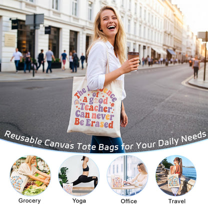 TYL&TYS Teacher Appreciation Gifts Bags for Women, 3 Pack Teacher Tote Bags Reusable Canvas Bag Graduation Thanksgiving Birthday Gift