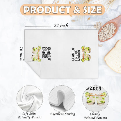 Spicy Margaritas Kitchen Towels, Gifts for Margarita Lovers Dish Tea Towels for Kitchen Decor, Blame It on the Margs Decorative Hand Towels for Cocktail Bar Cart, 16x24 Inch