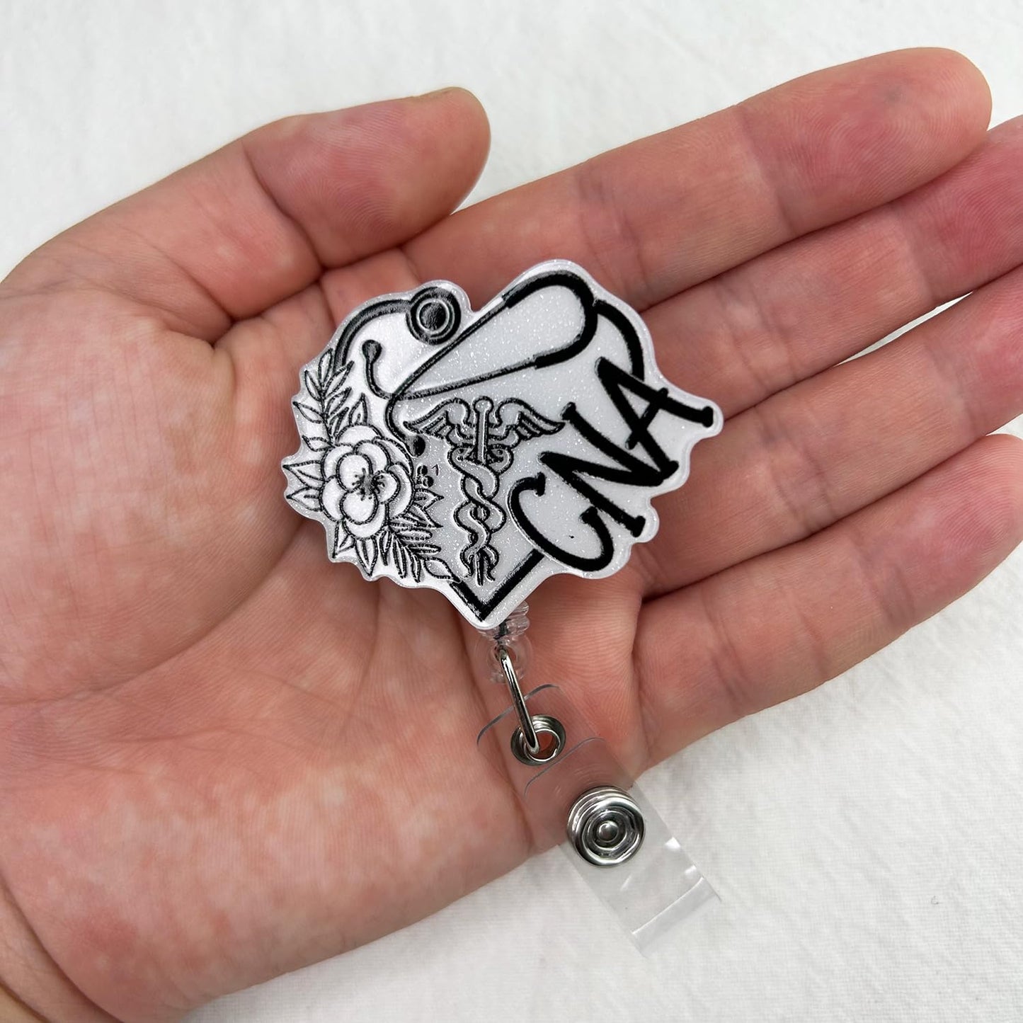 CNA Badge Reel Holder Retractable for Certified Nurse Nursing Assistant & Medical Worker | CNA Graduation Gifts, Funny Nurse ID Name Badge Reel with Alligator Clip & 24” Durable Nylon Cord | Acrylic