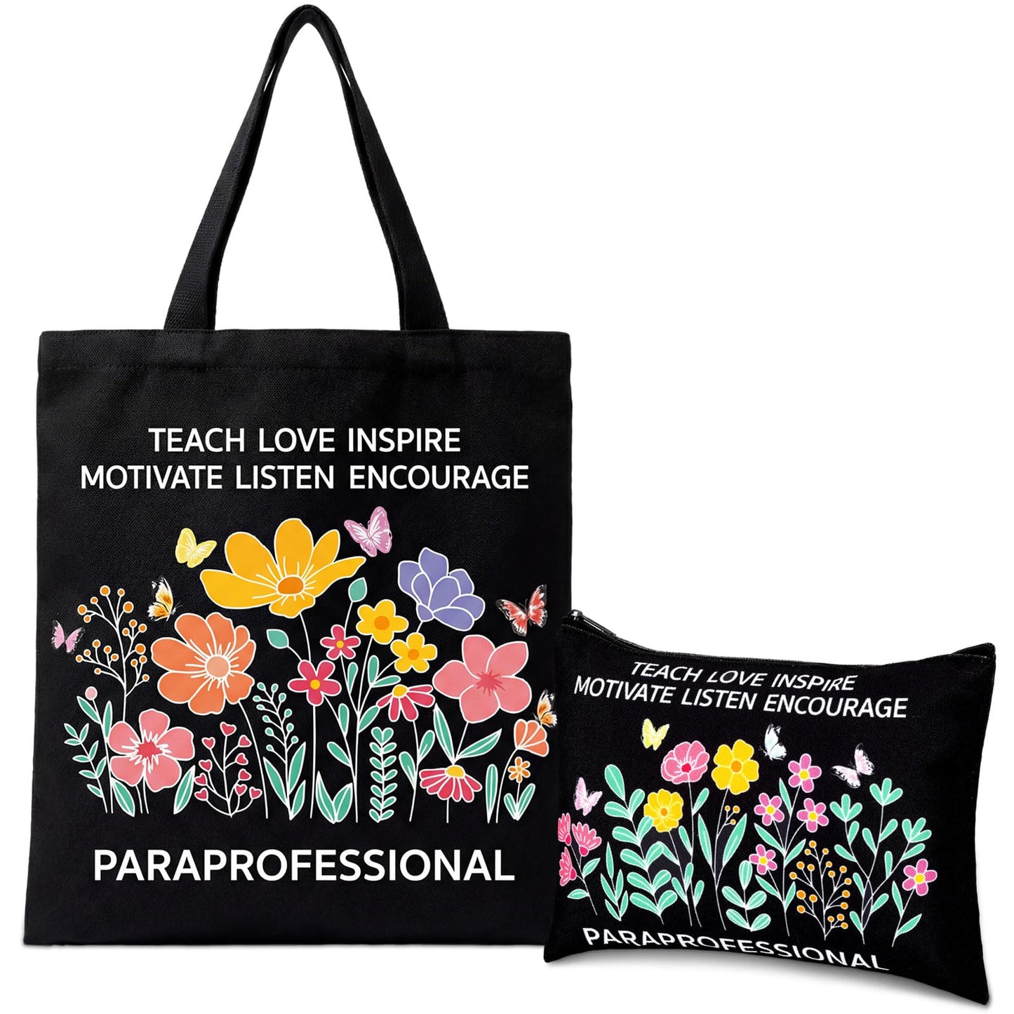 Paterr 2 Pcs Teacher Appreciation Gifts Survival Kit Tote Bag Cosmetic Makeup Bag Pink Teacher Thank You Gifts for Women