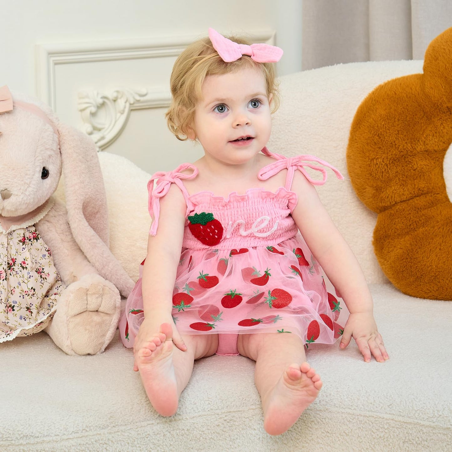 HONGTEYA Baby Girl 1st Birthday Outfit Girl First Birthday Clothes One Year Old Gifts Romper Tulle Summer Newborn Dress