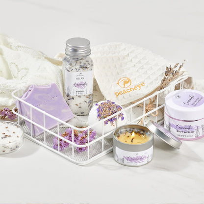 Mothers Day Gifts for Mom Spa Bath Gift Baskets Relaxing Spa Self Care for Women Her Sister Wife Bridal Shower Gifts Box Home Bath Care Package Thank You Birthday (Purple -Spa for Women)