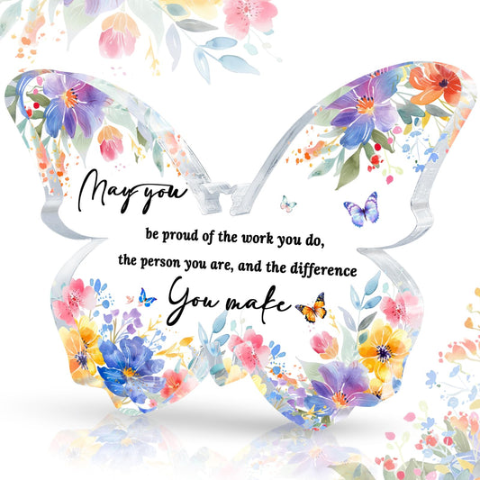 Butterfly Gifts for Women Coworker Teacher Thank You Gift for Teachers Coworkers Appreciation Gifts for Women Female Inspirational Gift Desk Decoration Accessories