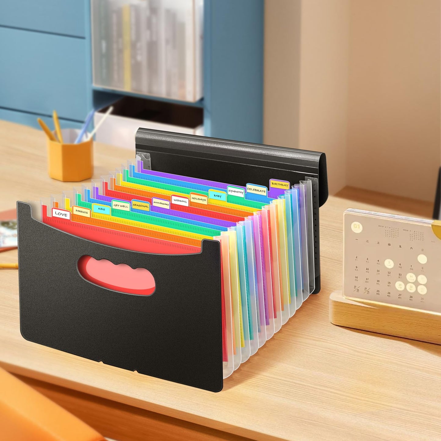 Vowcarol Greeting Card Organizer Expanding Organizer Greeting Card Storage Box Accordion Organizer