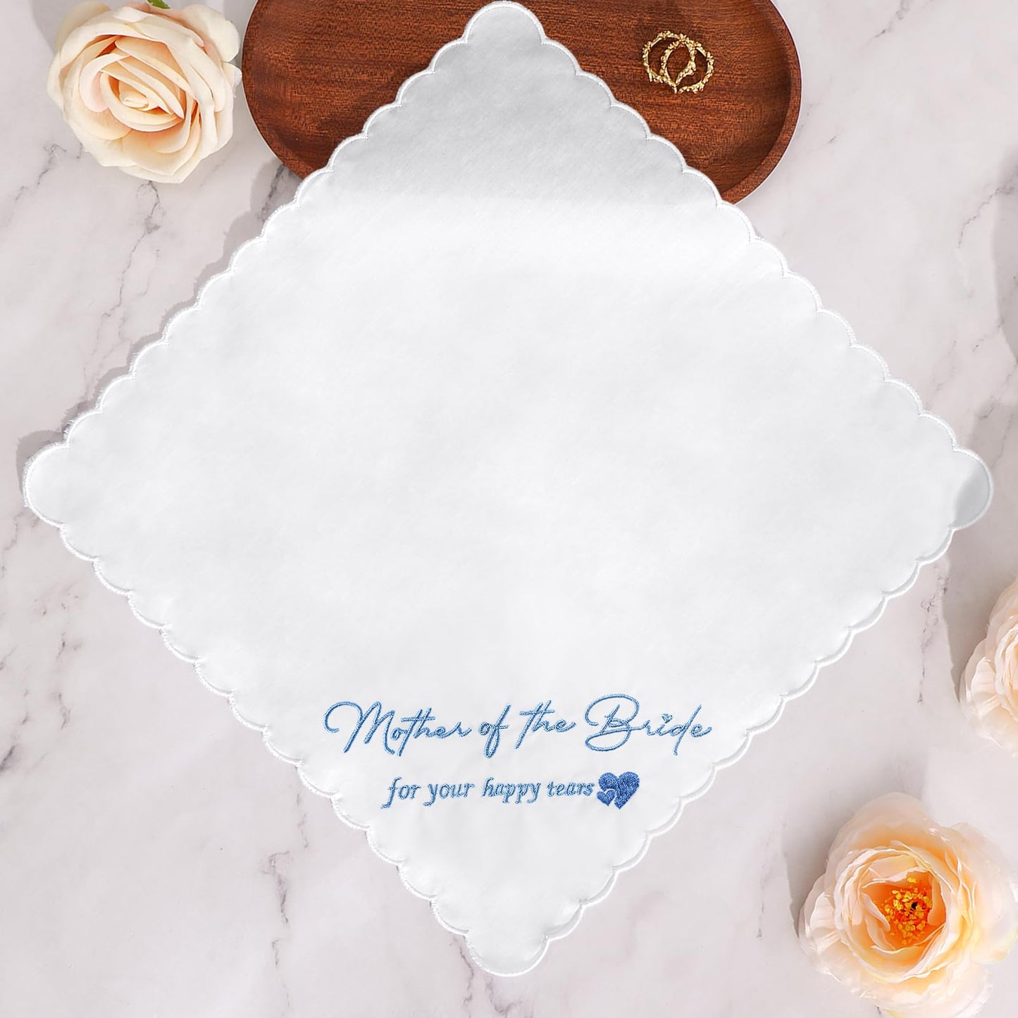 Mother of the Bride Handkerchiefs Happy Tear Wedding Handkerchiefs Something Blue Gifts On Wedding Day Keepsake Hankies