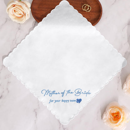 Mother of the Bride Handkerchiefs Happy Tear Wedding Handkerchiefs Something Blue Gifts On Wedding Day Keepsake Hankies