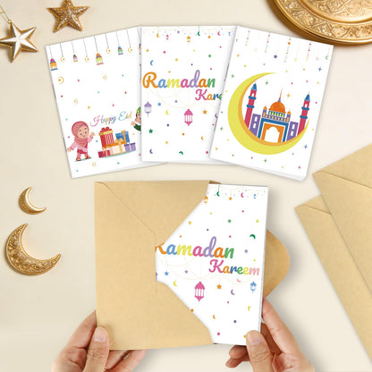 4 Sets Eid Gift Card Book, Eid Mubarak Money Holder Cards with Envelopes, Islamic Holiday Ramadan Kareem Gift Card Booklet Organizer for Family, Friends