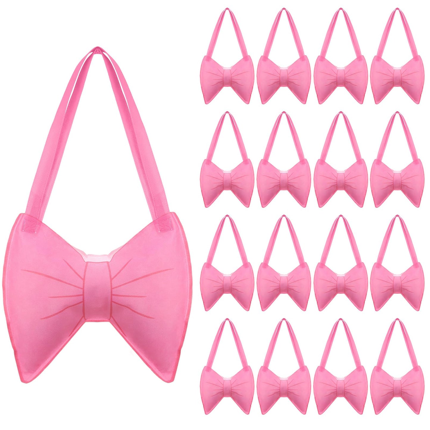 Sanwuta 16 Pcs Coquette Gift Bags Pink Bowknot Non Woven Tote Bags Goodie Treat Reusable Bow Grocery for Woman Girls Birthday Party Decoration Party Favor