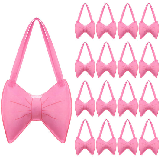 Sanwuta 16 Pcs Coquette Gift Bags Pink Bowknot Non Woven Tote Bags Goodie Treat Reusable Bow Grocery for Woman Girls Birthday Party Decoration Party Favor