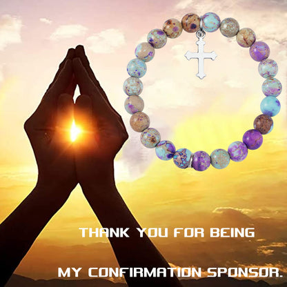 MollyQueen Confirmation Sponsor Gifts Bracelet,Christian Faith Gift,Catholic Confirmation Gifts,Sponsor Appreciation Gift for Women,Thank You for Being Mine Bracelet Gift for Godparents