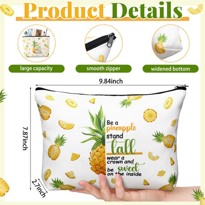3 Pcs Pineapple Gifts Set for Women Bulk Summer Hawaiian Aloha Gifts for Mother's Day Pineapple Socks 16 oz Cute Drinking Glass Tumbler Cups with Lids and Straws Makeup Bags for Women Birthday Gift