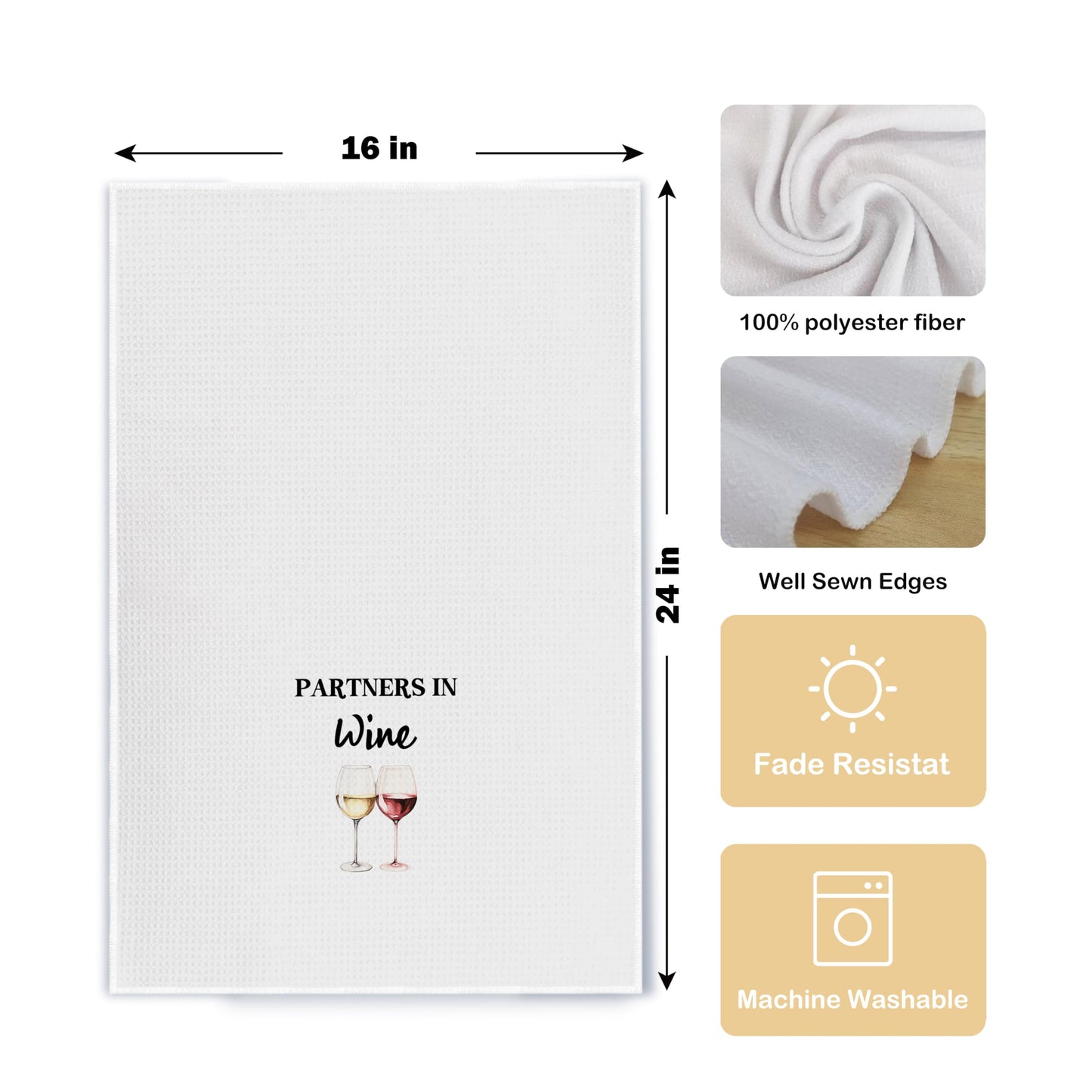 Funny Wine Kitchen Towel Set, Decor Gifts for Women & Wine Lovers, Funny Tea Towels, 2 x 16x24 Inch